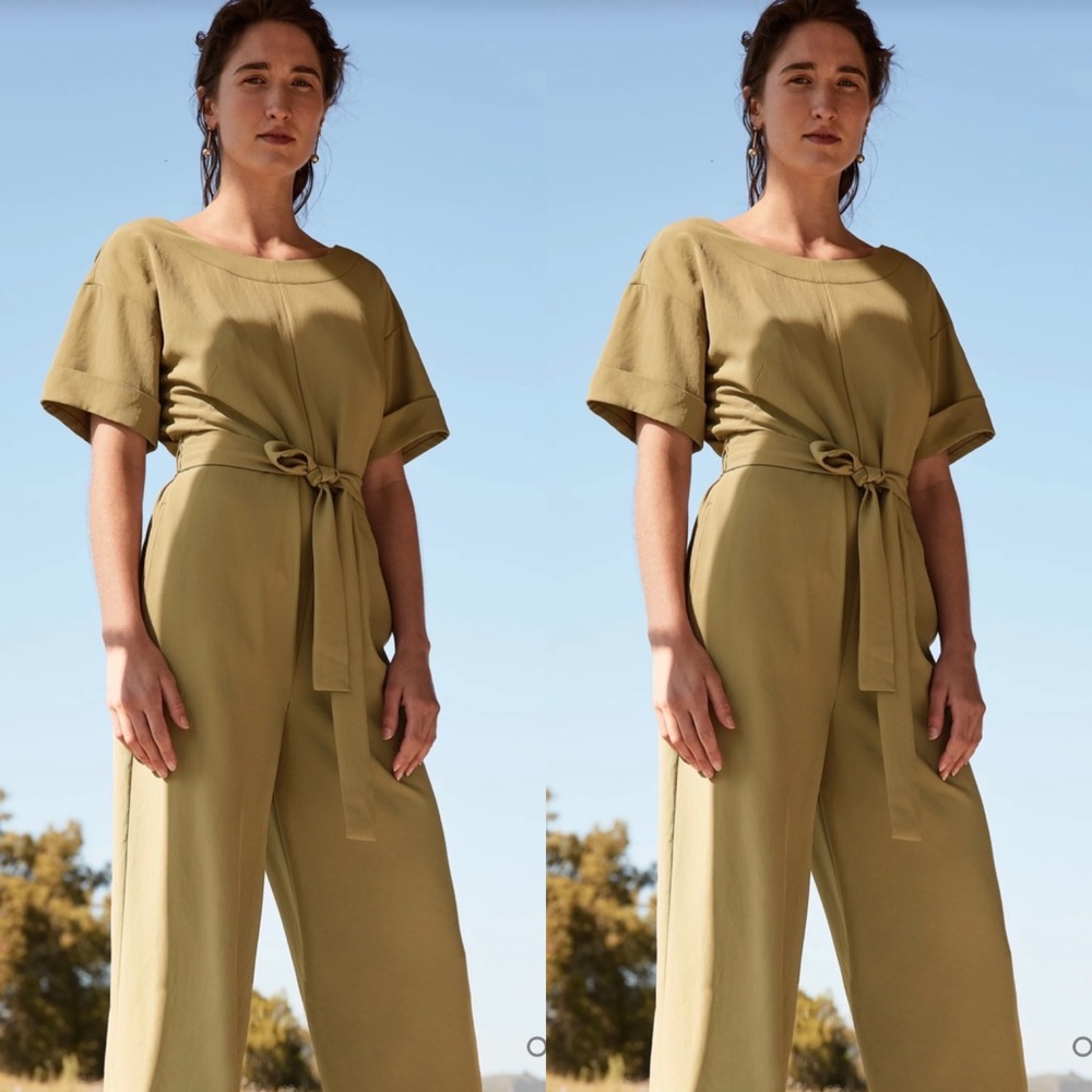Everlane The Japanese GoWeave Short-Sleeve Jumpsuit Olive Green Size 6